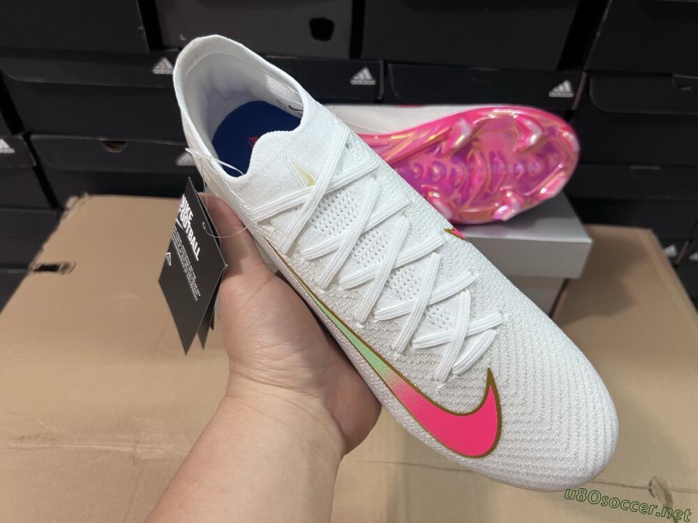 Unisex Nike Air Zoom Mercurial Vapor 16 Elite FG Football Boots - White/Red/Gold