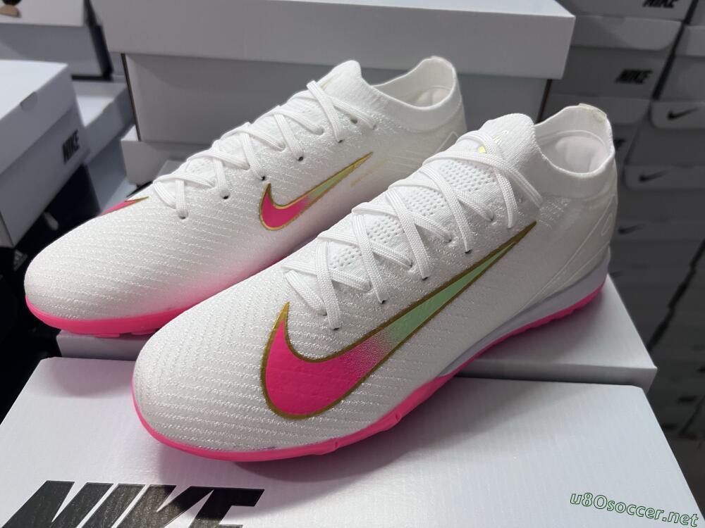 Men's Nike Air Zoom Mercurial Vapor 16 Elite TF Football Shoes - White/Pink/Gold