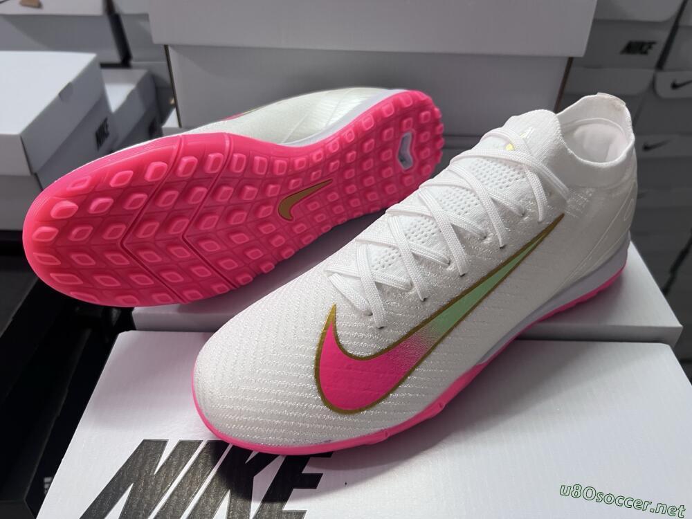 Men's Nike Air Zoom Mercurial Vapor 16 Elite TF Football Shoes - White/Pink/Gold
