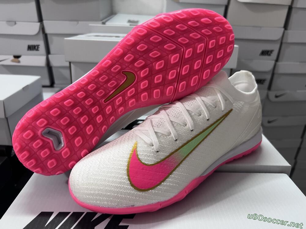Men's Nike Air Zoom Mercurial Vapor 16 Elite TF Football Shoes - White/Pink/Gold