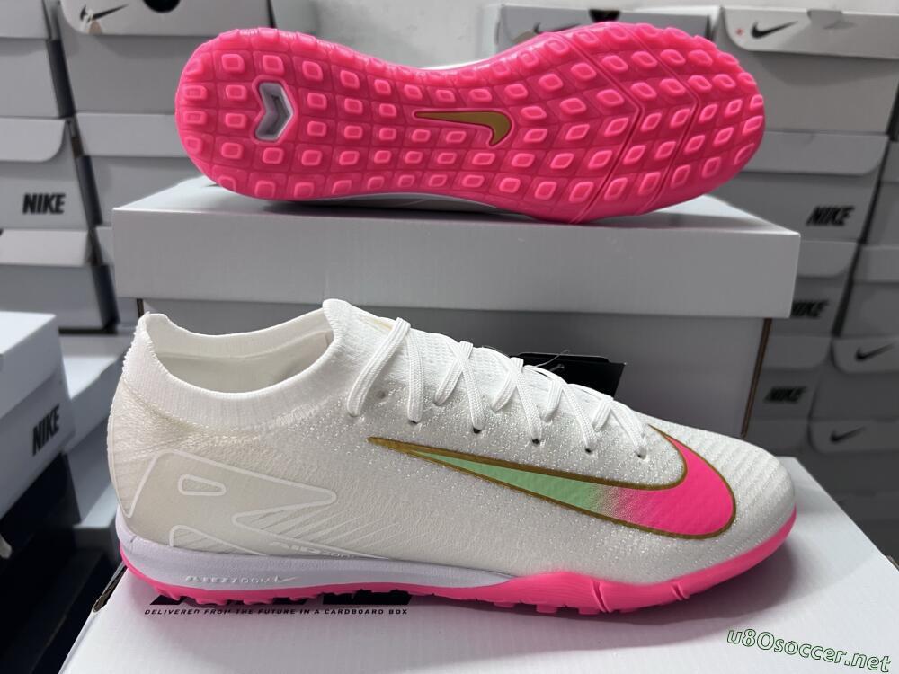 Men's Nike Air Zoom Mercurial Vapor 16 Elite TF Football Shoes - White/Pink/Gold