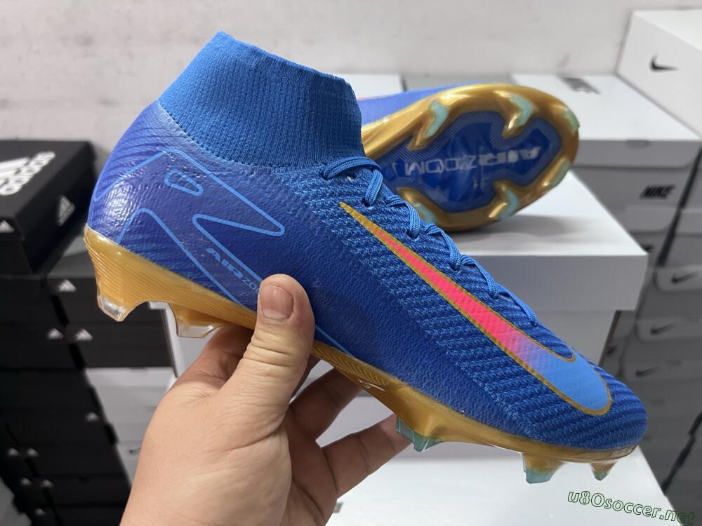 Men's Nike Air Zoom Mercurial Superfly 10 Elite FG Football Boots - Blue/Gold/Pink