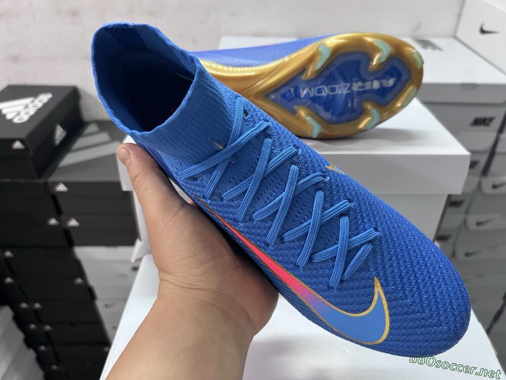 Men's Nike Air Zoom Mercurial Superfly 10 Elite FG Football Boots - Blue/Gold/Pink
