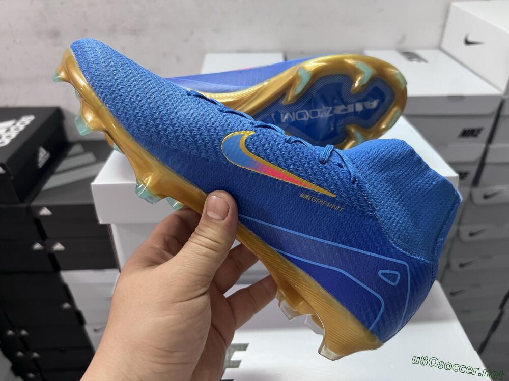 Men's Nike Air Zoom Mercurial Superfly 10 Elite FG Football Boots - Blue/Gold/Pink