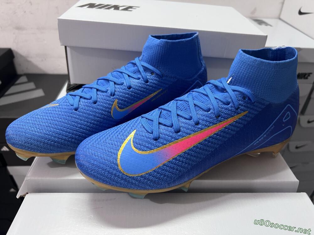 Men's Nike Air Zoom Mercurial Superfly 10 Elite FG Football Boots - Blue/Gold/Pink