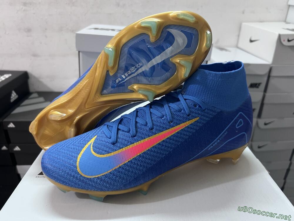 Men's Nike Air Zoom Mercurial Superfly 10 Elite FG Football Boots - Blue/Gold/Pink