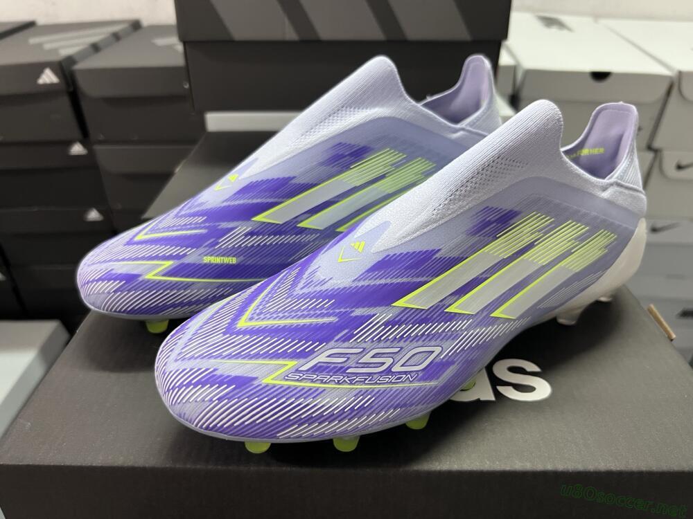 Men's Adidas F50+ Elite Laceless FG Football Boots - Blue/White/Yellow