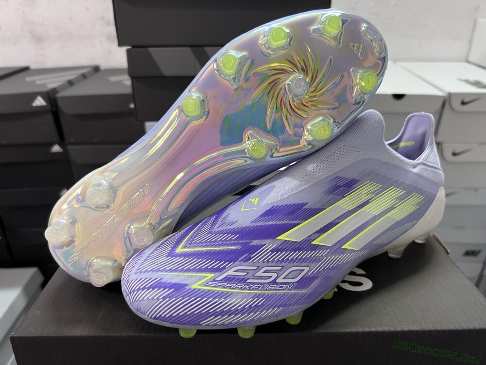 Men's Adidas F50+ Elite Laceless FG Football Boots - Blue/White/Yellow