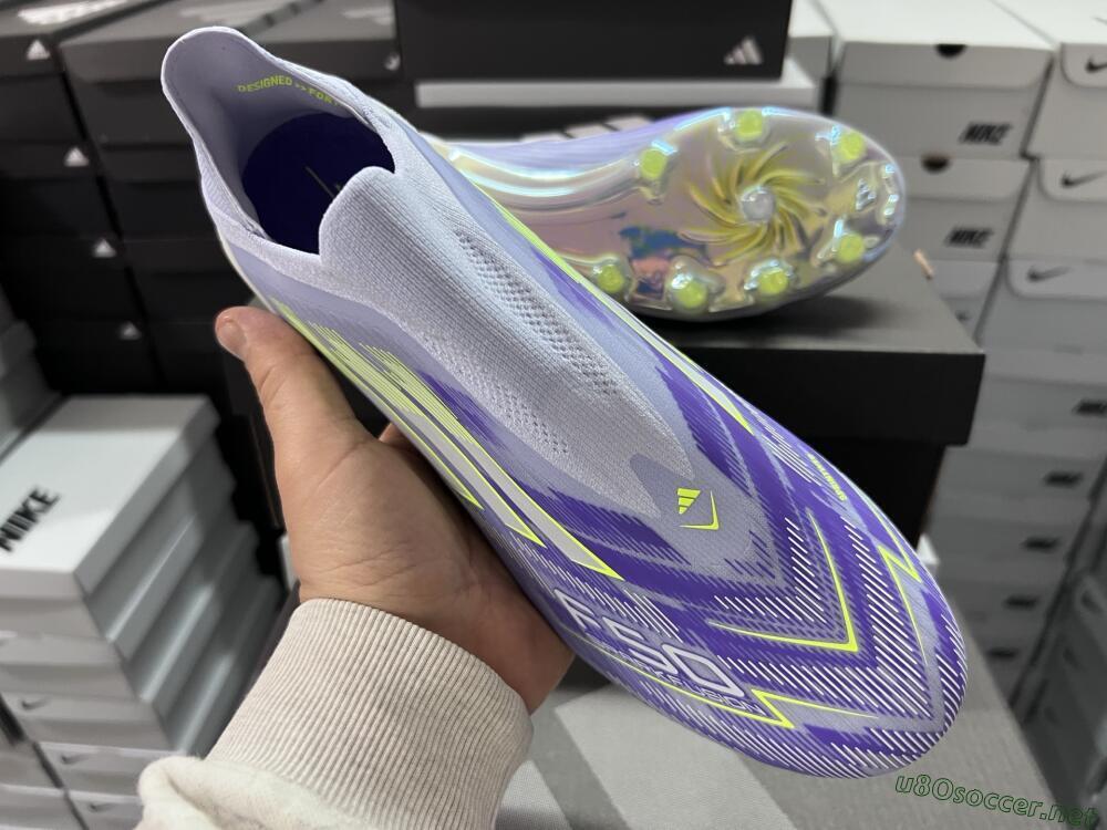 Men's Adidas F50+ Elite Laceless FG Football Boots - Blue/White/Yellow
