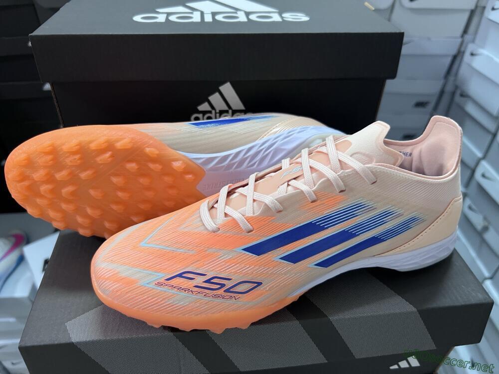 Men's Adidas F50 Elite TF Football Shoes - Orange/Blue/White