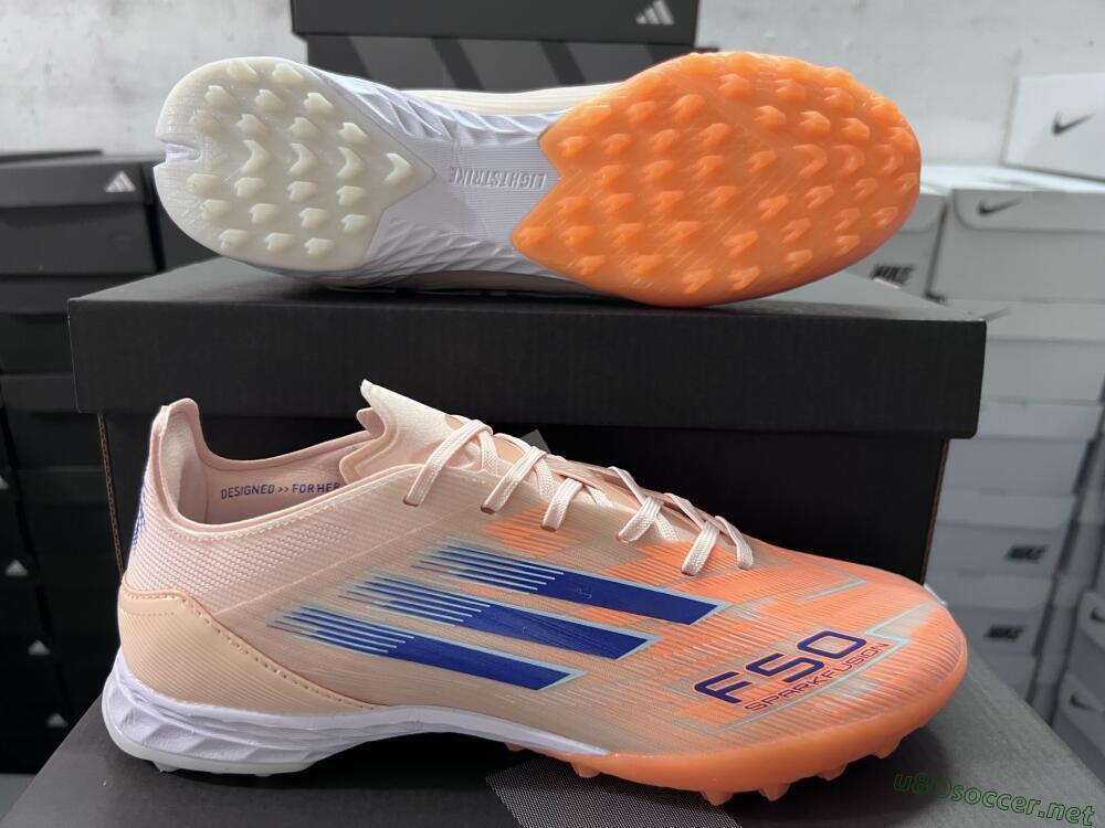Men's Adidas F50 Elite TF Football Shoes - Orange/Blue/White