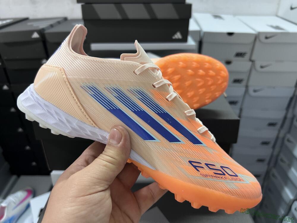 Men's Adidas F50 Elite TF Football Shoes - Orange/Blue/White