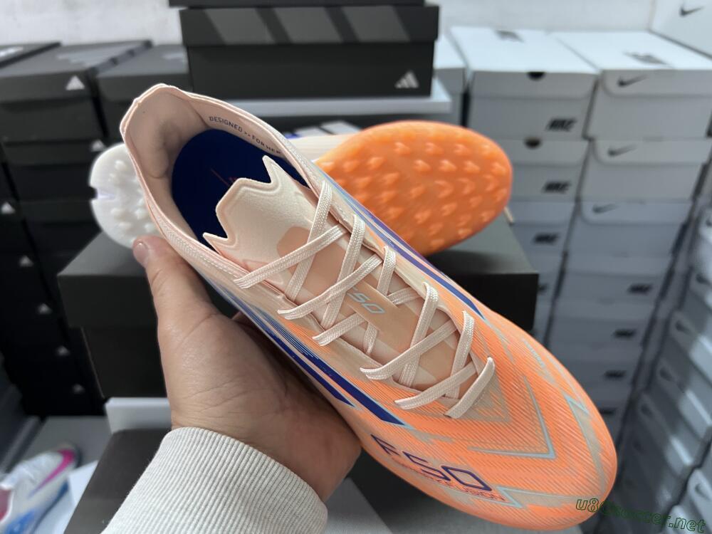 Men's Adidas F50 Elite TF Football Shoes - Orange/Blue/White