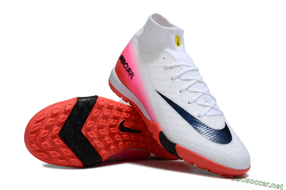 Unisex Nike Air Zoom Mercurial Superfly 10 Elite TF Football Shoes - White/Black/Pink 3