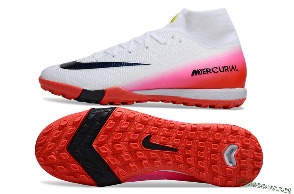 Unisex Nike Air Zoom Mercurial Superfly 10 Elite TF Football Shoes - White/Black/Pink 1