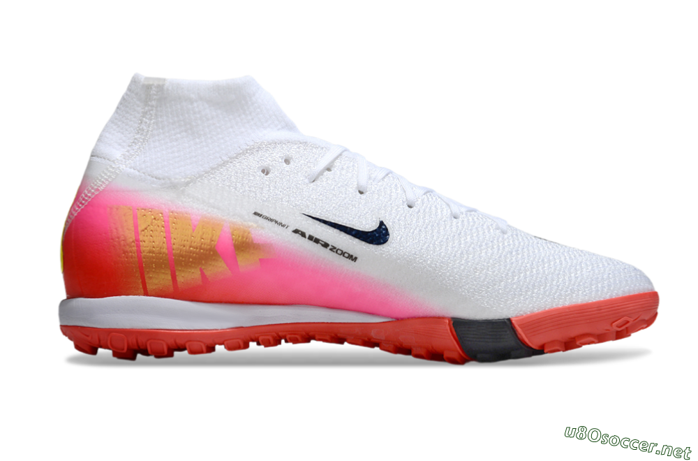Unisex Nike Air Zoom Mercurial Superfly 10 Elite TF Football Shoes - White/Black/Pink 7