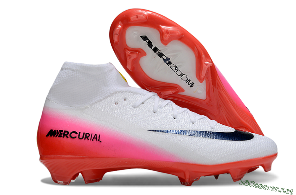 Unisex Nike Air Zoom Mercurial Superfly 10 Elite FG Football Boots - White/Black/Pink 2