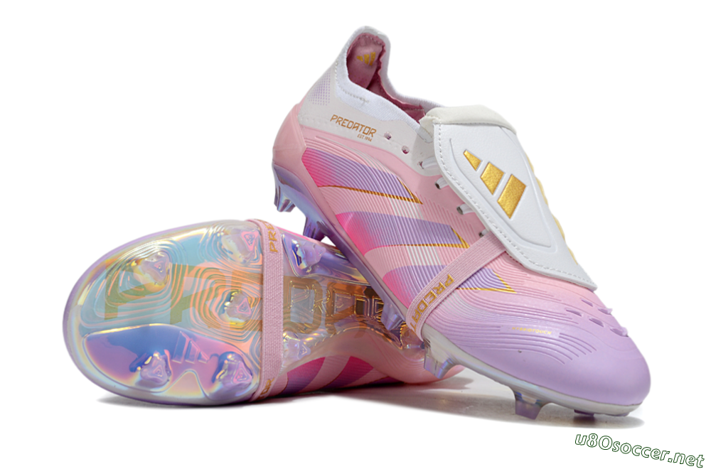 Unisex Adidas Predator 25 Elite Foldover Tongue FG Football Boots - Pink/Purple/Gold 3