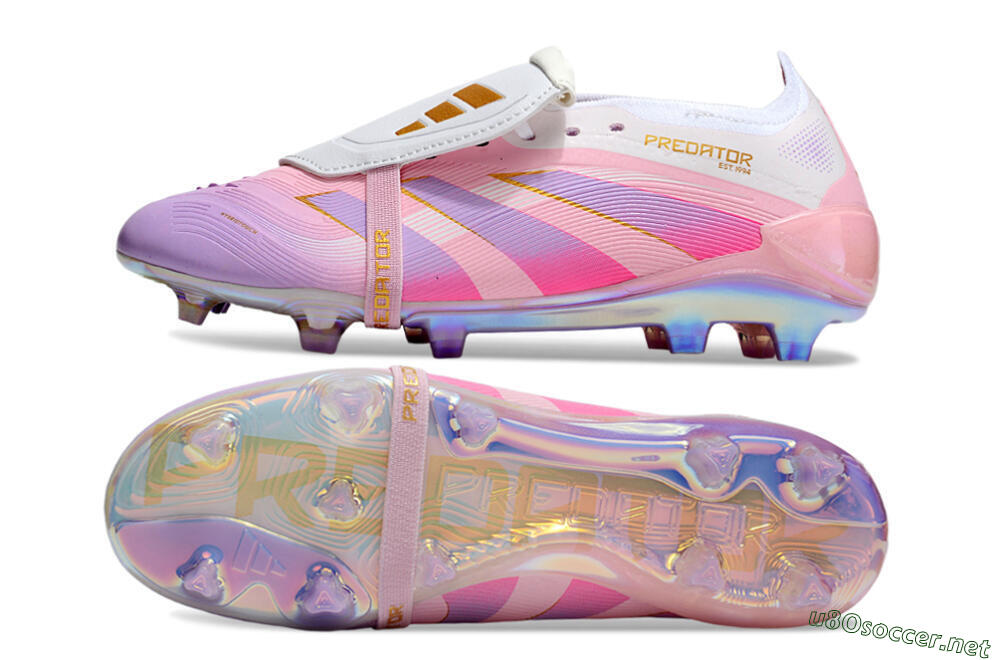 Unisex Adidas Predator 25 Elite Foldover Tongue FG Football Boots - Pink/Purple/Gold 1
