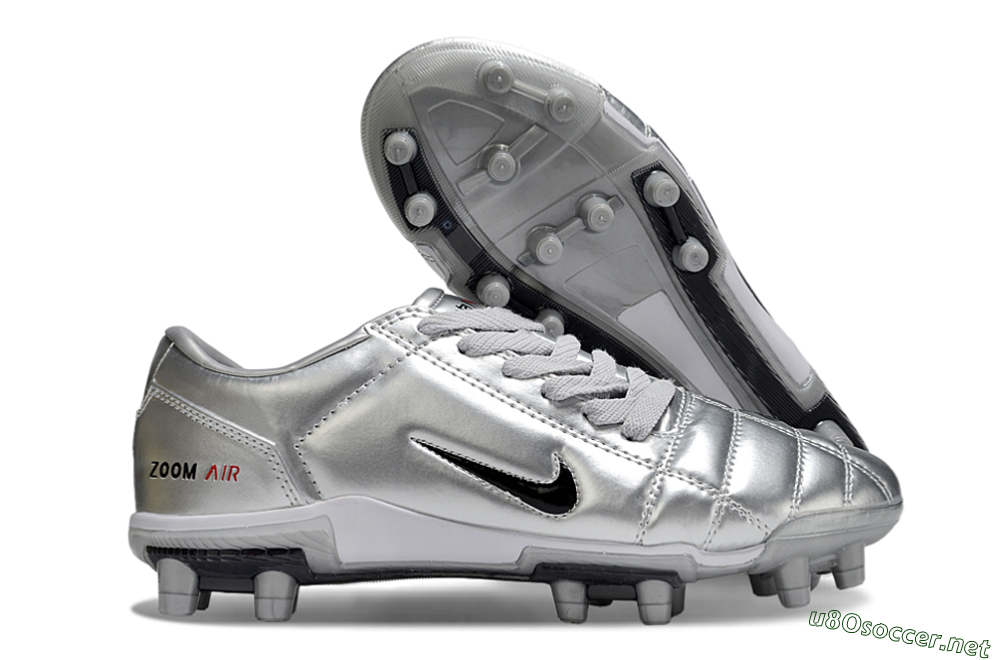Unisex Nike Air Zoom Total 90 III FG Football Boots - Silver/Black/White 2