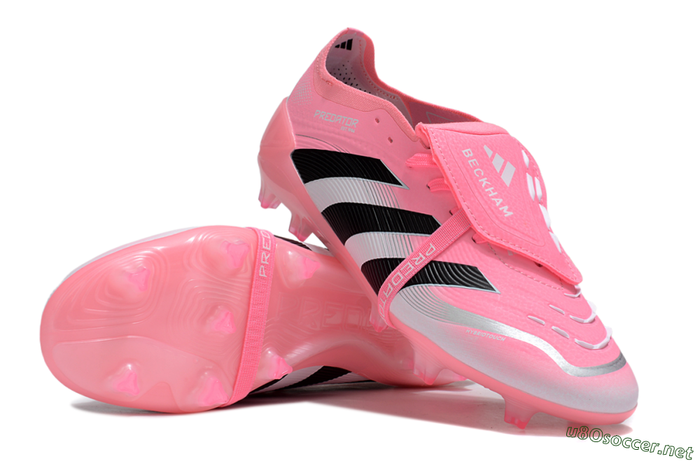Unisex Adidas Predator 25 Elite Foldover Tongue FG Football Boots - Pink/Black/Silver 3