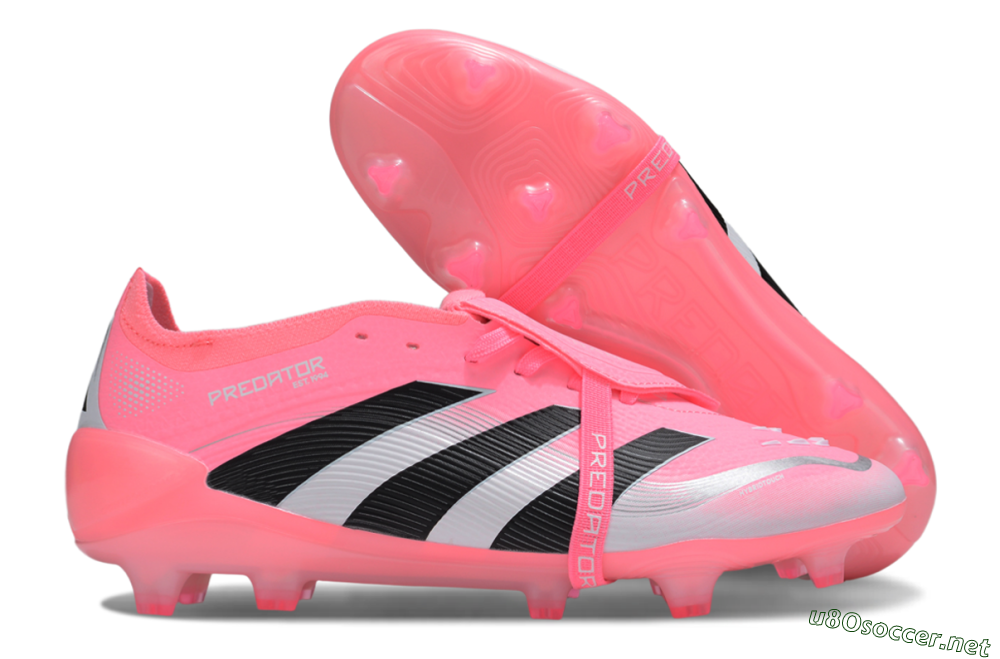 Unisex Adidas Predator 25 Elite Foldover Tongue FG Football Boots - Pink/Black/Silver 2