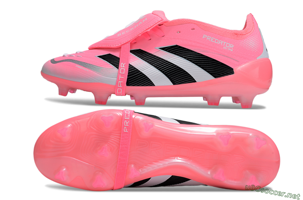 Unisex Adidas Predator 25 Elite Foldover Tongue FG Football Boots - Pink/Black/Silver 1