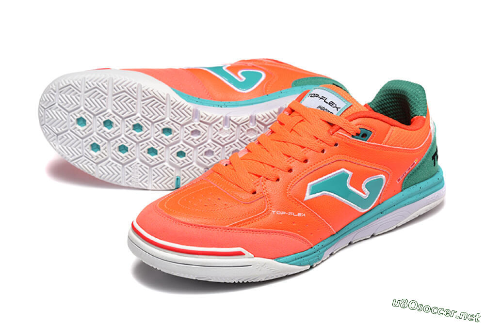 Men's Joma Top Flex IC Football Shoes - Red/Jade/White 3