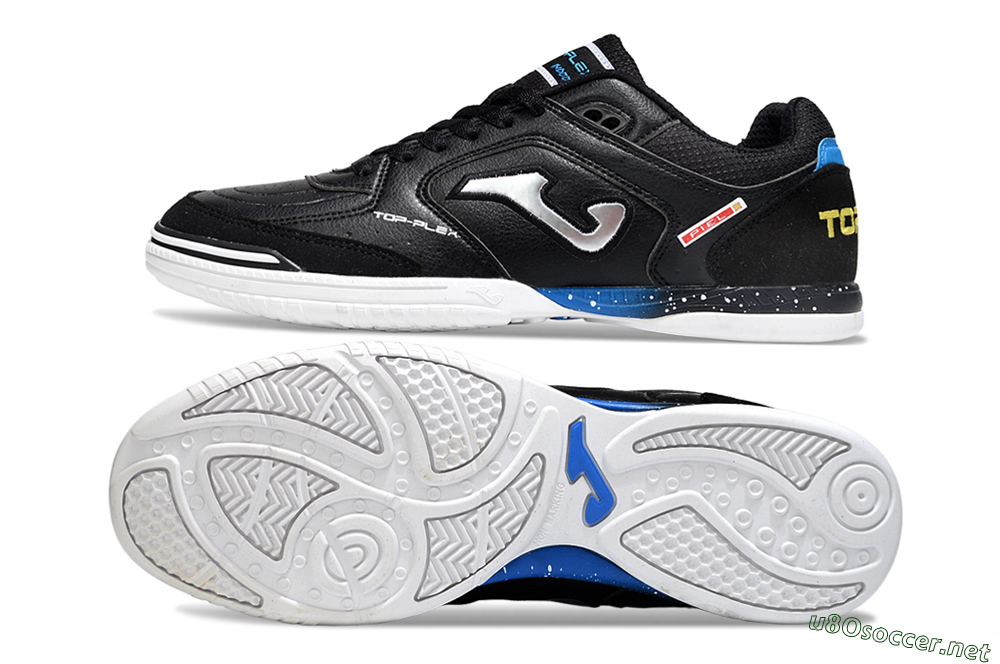 Men's Joma Top Flex IC Football Shoes - Black/Silver/Blue 1