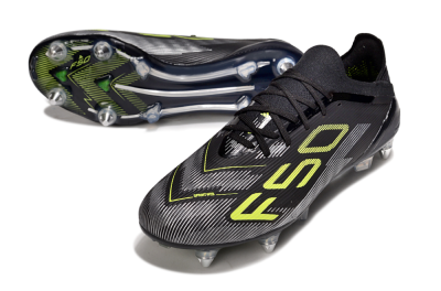 Men's Adidas F50 Elite SG Football Boots - Black/Yellow/Silver