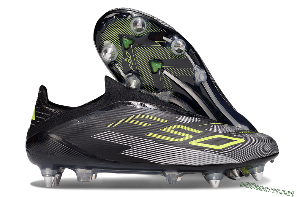 Men's Adidas F50 Elite Laceless SG Football Boots - Black/Yellow/Silver 2