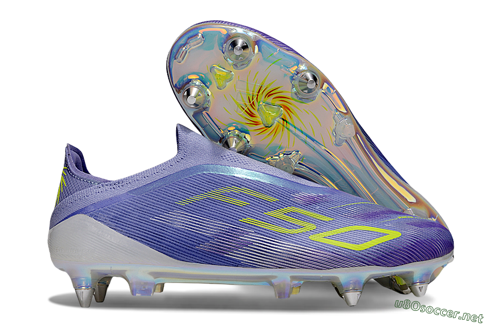 Men's Adidas F50 Elite Laceless SG Football Boots - Purple/Yellow/Silver 2