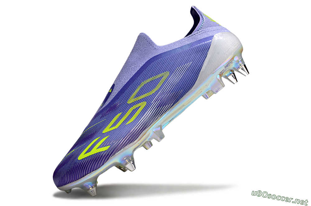 Men's Adidas F50 Elite Laceless SG Football Boots - Purple/Yellow/Silver 5