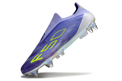 Men's Adidas F50 Elite Laceless SG Football Boots - Purple/Yellow/Silver