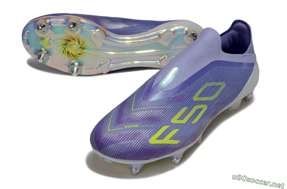 Men's Adidas F50 Elite Laceless SG Football Boots - Purple/Yellow/Silver 3