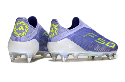 Men's Adidas F50 Elite Laceless SG Football Boots - Purple/Yellow/Silver