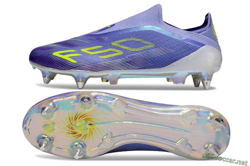 Men's Adidas F50 Elite Laceless SG Football Boots - Purple/Yellow/Silver 1