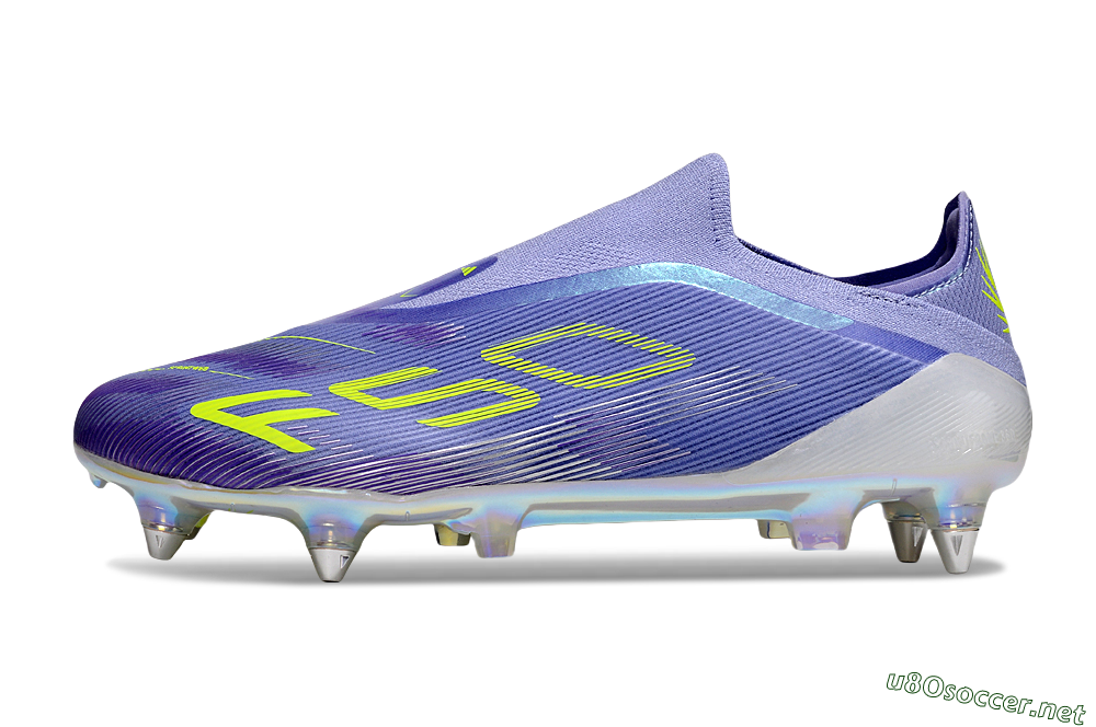 Men's Adidas F50 Elite Laceless SG Football Boots - Purple/Yellow/Silver 0