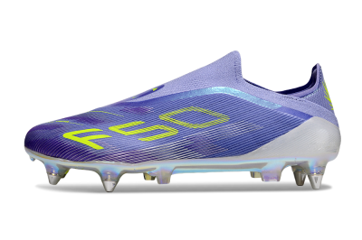 Men's Adidas F50 Elite Laceless SG Football Boots - Purple/Yellow/Silver