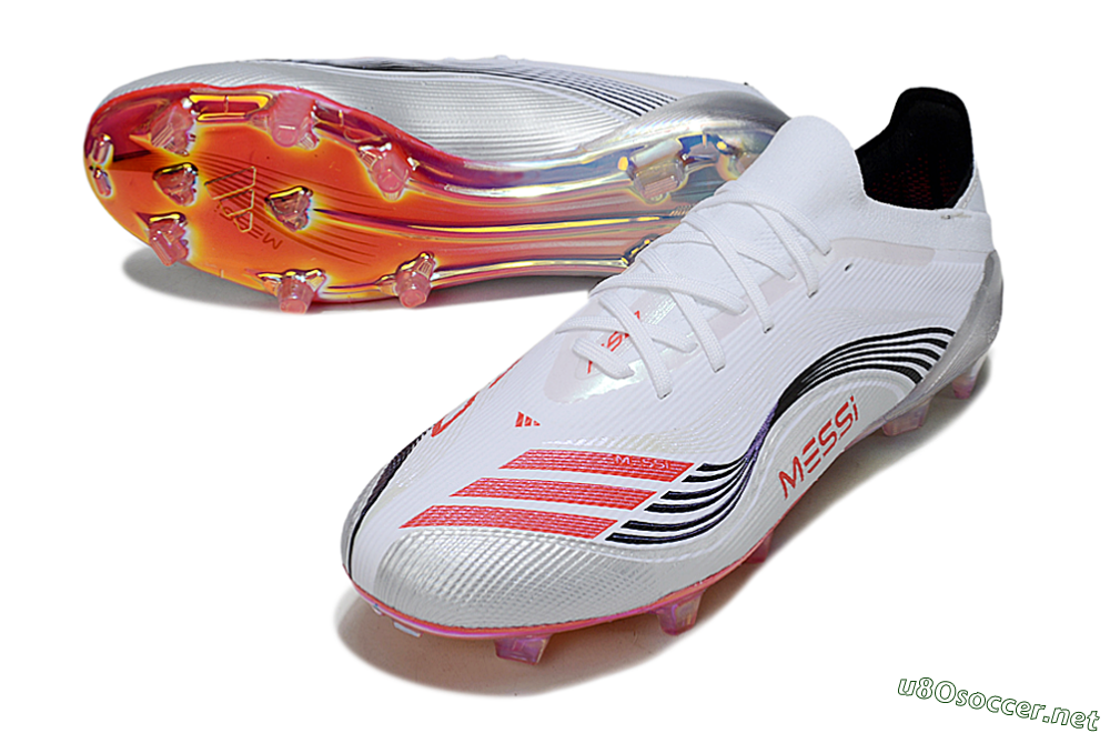 Unisex Messi x Adidas F50 Elite FG Football Boots - White/Silver/Red 3