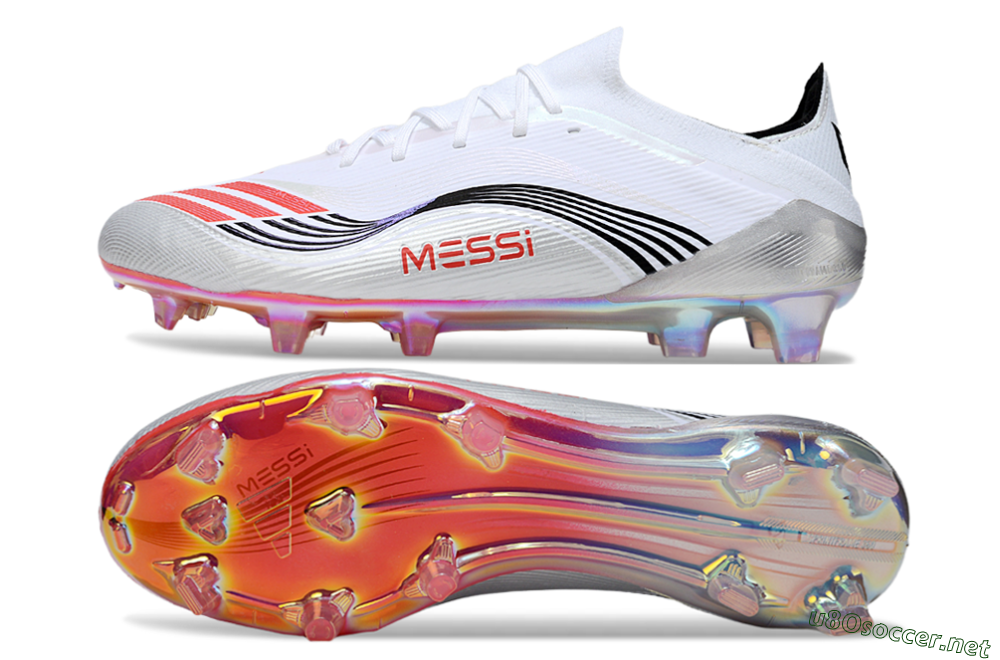 Unisex Messi x Adidas F50 Elite FG Football Boots - White/Silver/Red 1