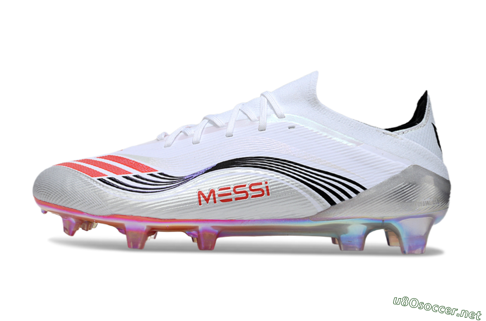 Unisex Messi x Adidas F50 Elite FG Football Boots - White/Silver/Red 0
