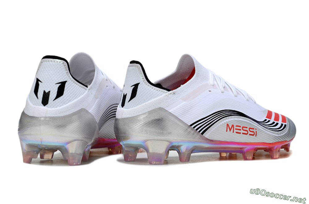 Unisex Messi x Adidas F50 Elite FG Football Boots - White/Silver/Red 6