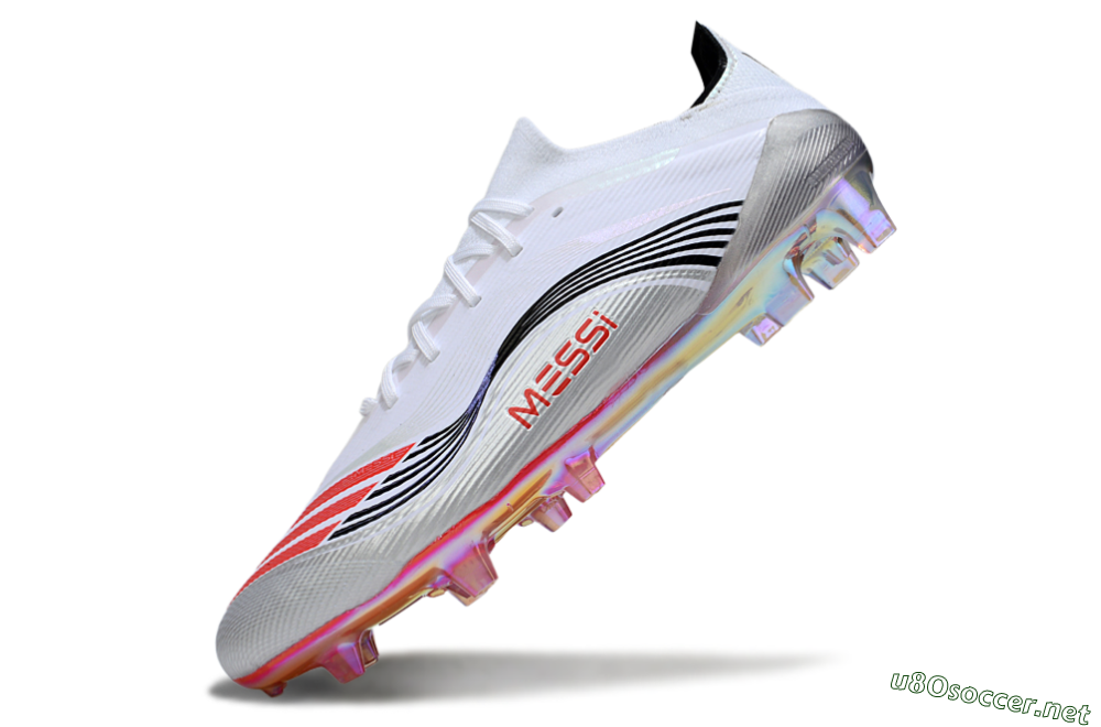 Unisex Messi x Adidas F50 Elite FG Football Boots - White/Silver/Red 5