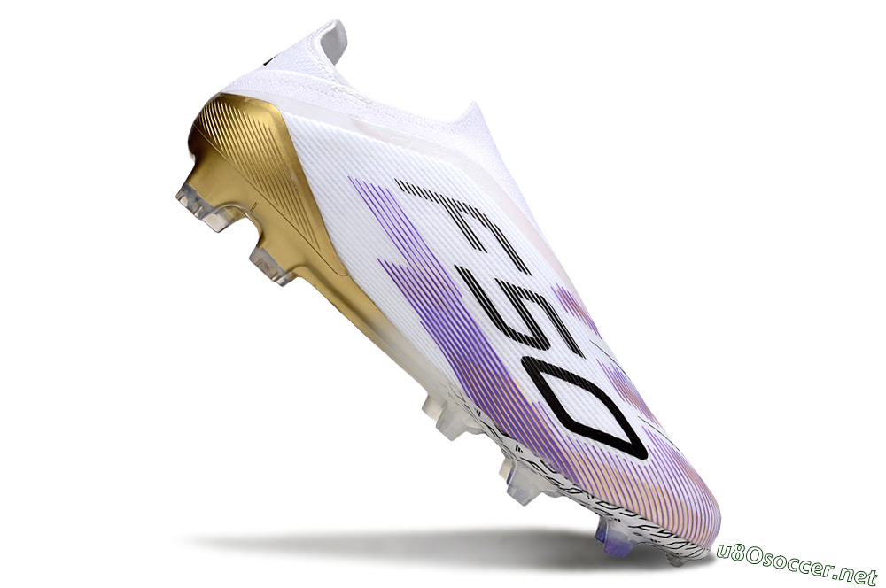 Unisex Adidas F50 Elite Laceless FG Football Boots - White/Purple/Black 4