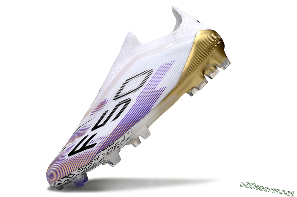 Unisex Adidas F50 Elite Laceless FG Football Boots - White/Purple/Black 5