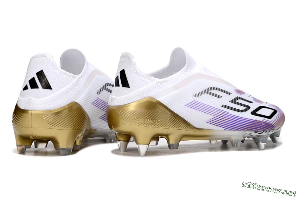Unisex Adidas F50 Elite Laceless FG Football Boots - White/Purple/Black 6