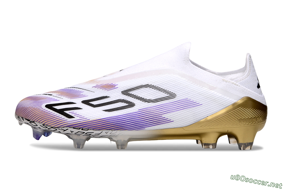 Unisex Adidas F50 Elite Laceless FG Football Boots - White/Purple/Black 0