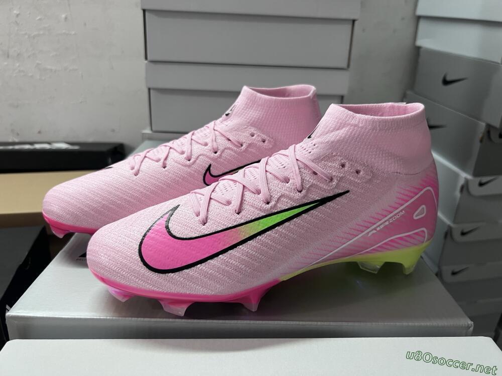 Men's Nike Air Zoom Mercurial Superfly 10 Elite FG Football Boots - Pink/White/Yellow