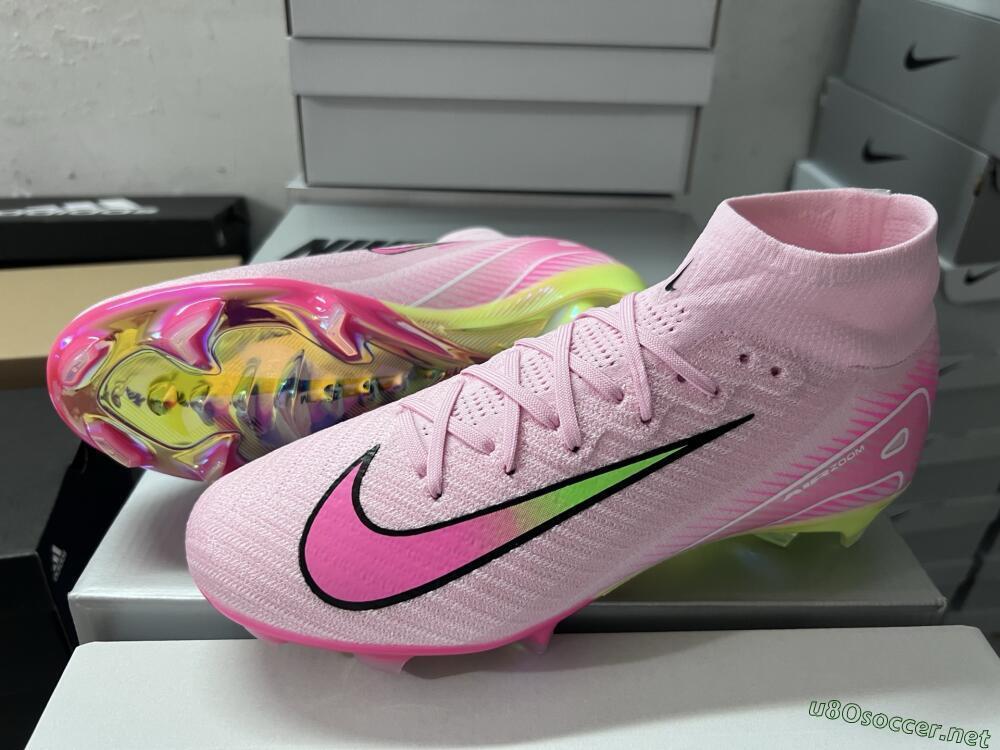 Men's Nike Air Zoom Mercurial Superfly 10 Elite FG Football Boots - Pink/White/Yellow